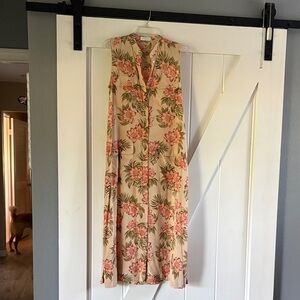 Equipment Femme Floral Maxi Dress - Subtle peach pinkish orange and green size s